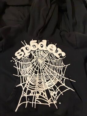 Black Hoodie with White Spiderweb Graphic